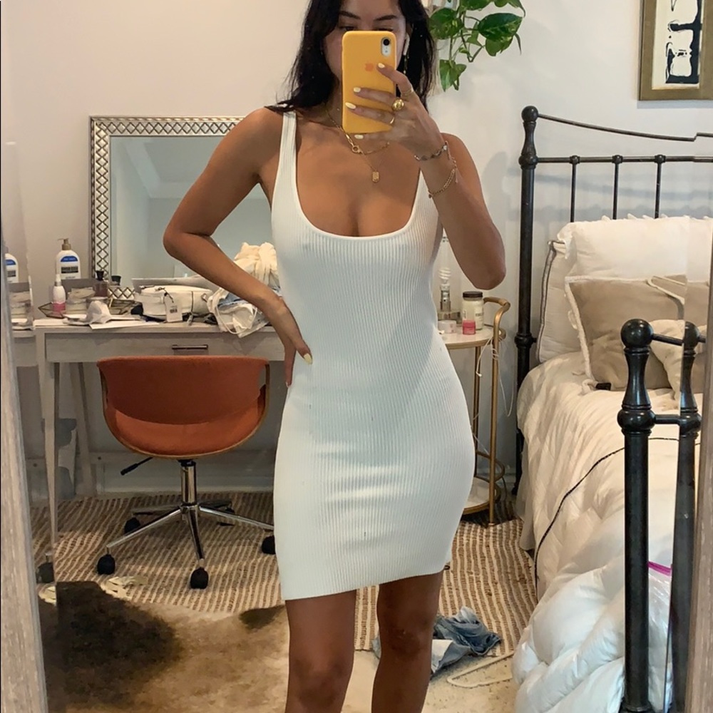 White tight mini dress